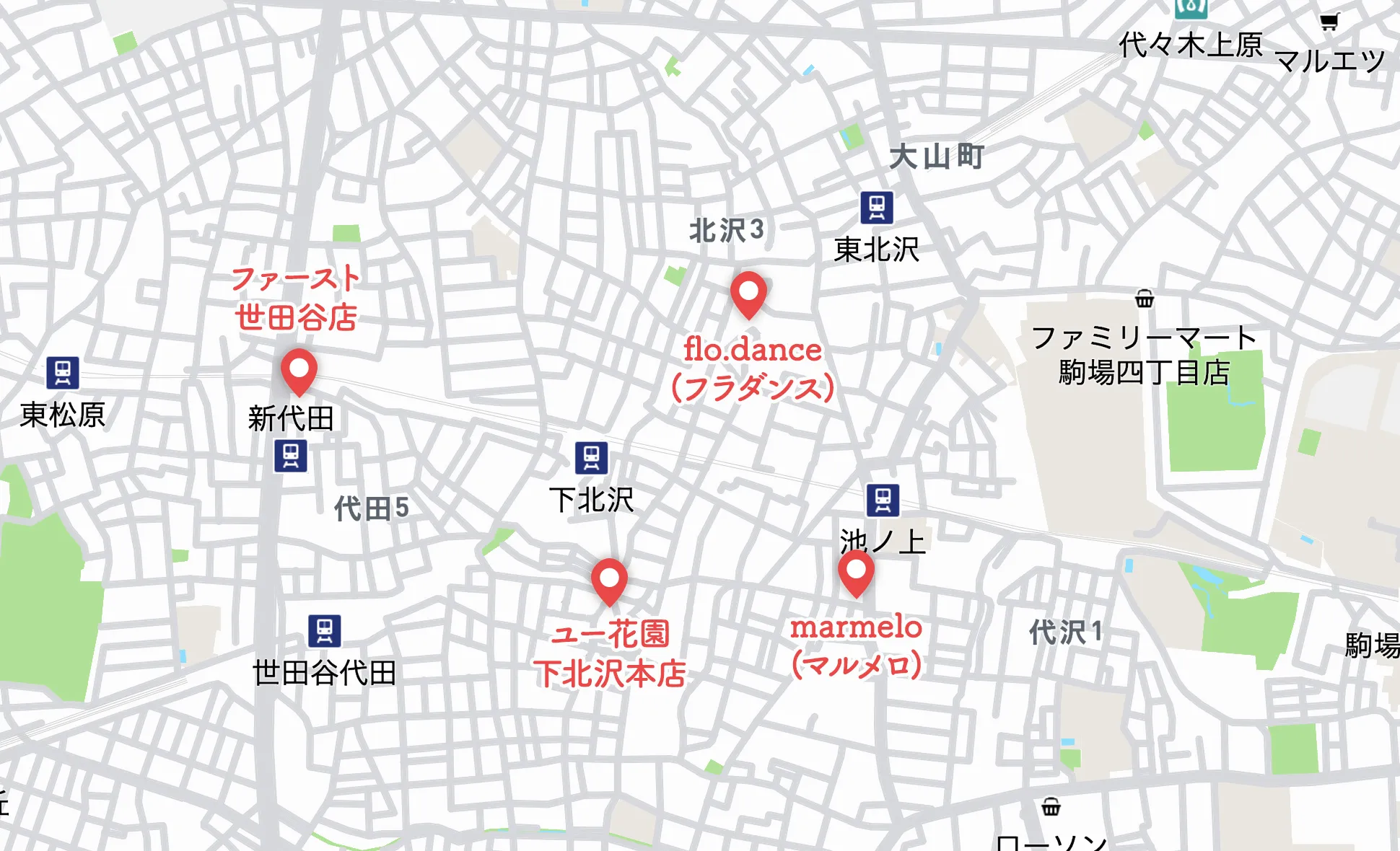 下北沢・三軒茶屋エリア 地図